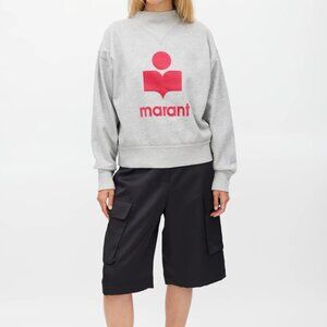 Isabel Marant Étoile Grey & Fuchsia Logo Moby Sweater